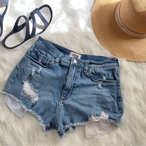 Distressed Cutoff Hem Jean Shorts - Victoria's Secret PINK High Rise Distressed